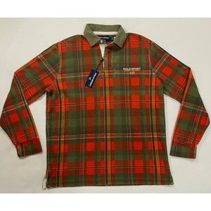 New Polo Sport By Ralph Lauren Men Classic Fit Long Sleeve Shirt Plaid Red Sz M